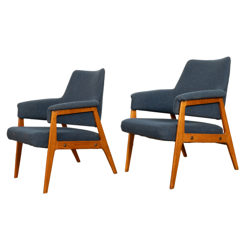 Pair Danish MId Century Modern Arm Chairs Karl-Erik Ekselius for JOC Möbler 1960