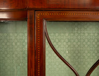 Antique 19th Century Inlaid Mahogany Regency Revival Display Cabinet China Hutch 1890