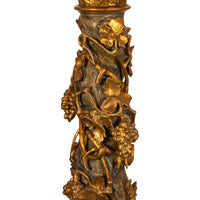 Antique Pair 17th Century Baroque Carved & Gilded Solomonic Columns Italy 1680