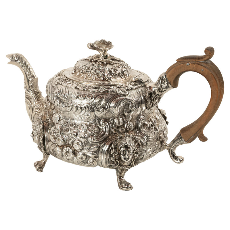 Antique George III Sterling Silver Rococo Teapot London John Wakefield 1819