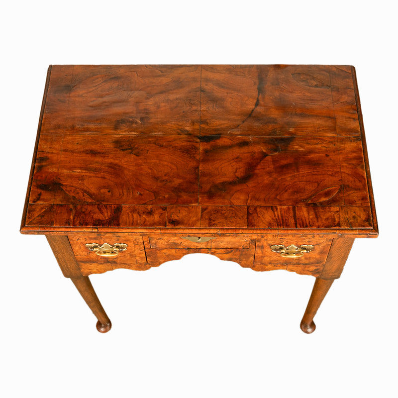 Antique Irish 18th Century Burl Walnut George I Lowboy Dressing Table Desk 1720