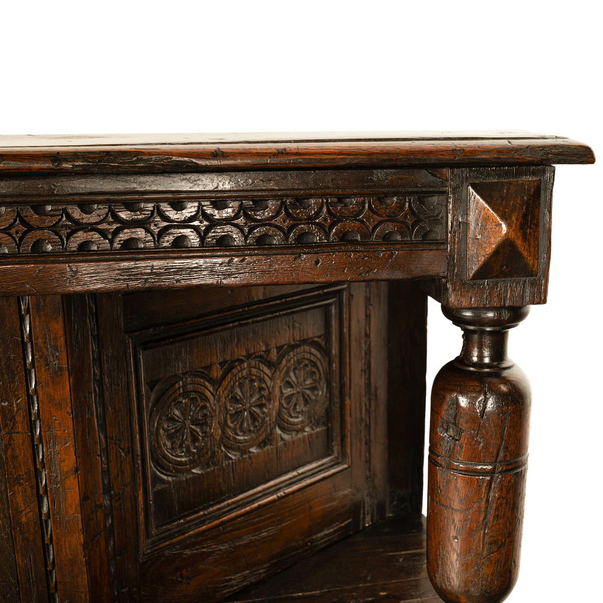 Antique 17th Century Elizabethan Tudor Period Carved Oak Court Cupboard Cabinet Circa 1600