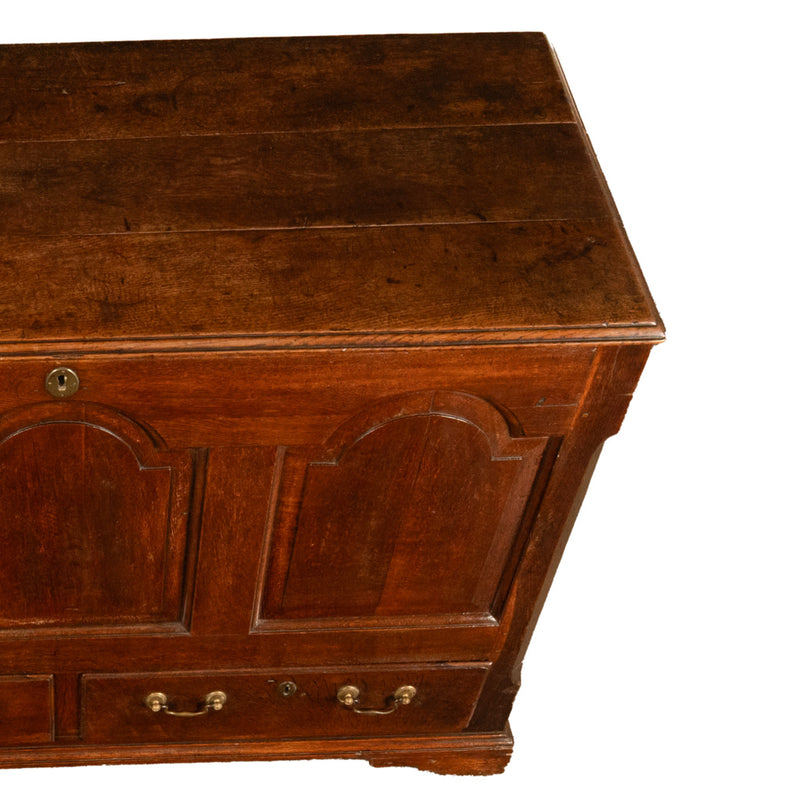 Antique 18th Century Georgian Paneled Lift up Lid Oak Mule Chest Coffer 1760