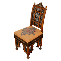 Antique Islamic Syrian Moorish Arabic Caligraphy Inlaid Chair Levantine 1890