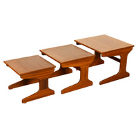 Set of Three Danish Mid Century Modern Teak Nesting Side Coffee Tables 1960s