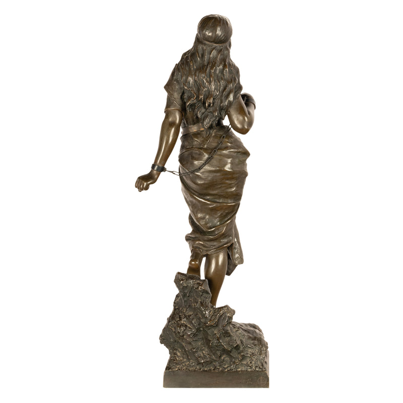 Antique French Art Nouveau Bronze Figure Statue Sculpture "Prise de Corsaire" Emmanuel Villanis 1900