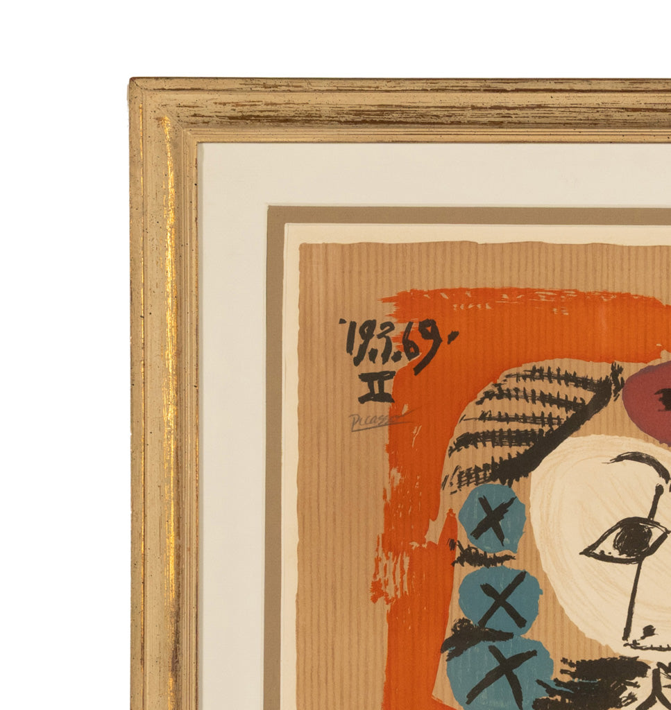 Original Colored Cubist Imaginary Portrait Signed Numbered by Pablo Picasso, 1969 with Marcel Salinas Letter