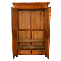 Antique 19th Century French Faux Bamboo Pine Armoire Wardrobe Cupboard 1880