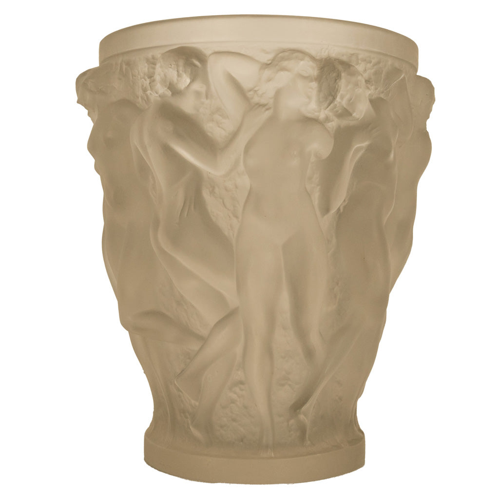 Rene Lalique Large Art Deco Opalescent Glass Crystal Vase Bacchantes Signed 1927