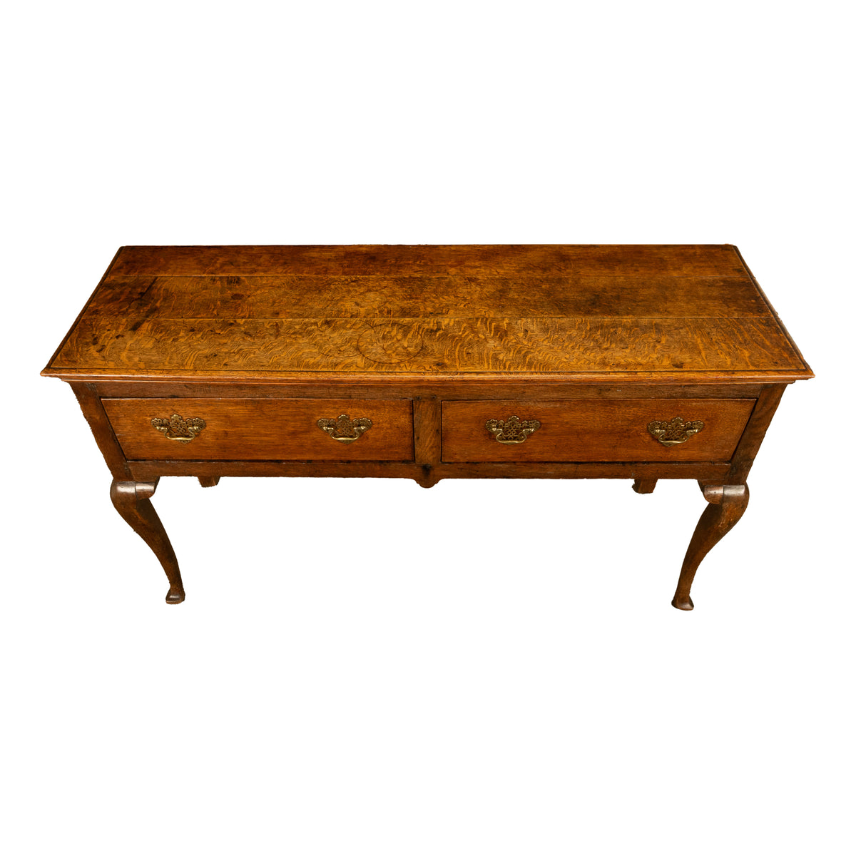 Antique 18thC Georgian Oak Welsh Two Drawer Dresser Base Server Side Table 1760