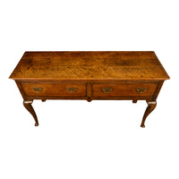 Antique 18thC Georgian Oak Welsh Two Drawer Dresser Base Server Side Table 1760