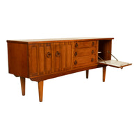 Mid Century Modern Danish Style Teak Credenza Sideboard Buffet Bar Cabinet 1960s