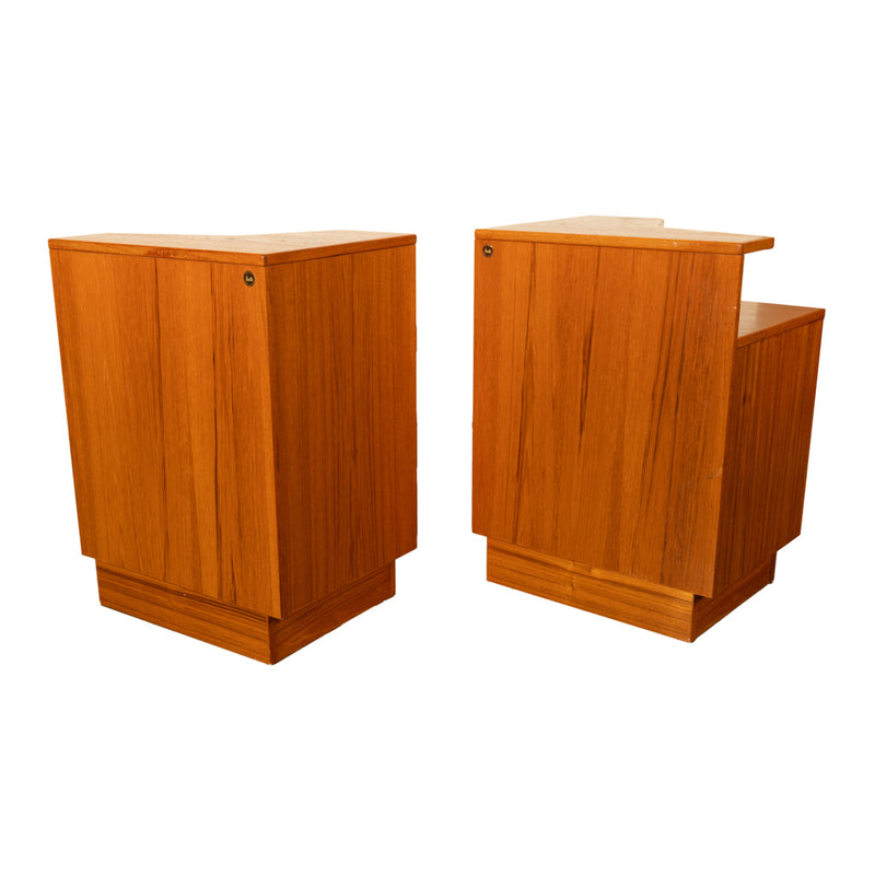 Pair Mid Century Modern Danish Teak Nightstands Chest Drawers by Scan Coll 1970