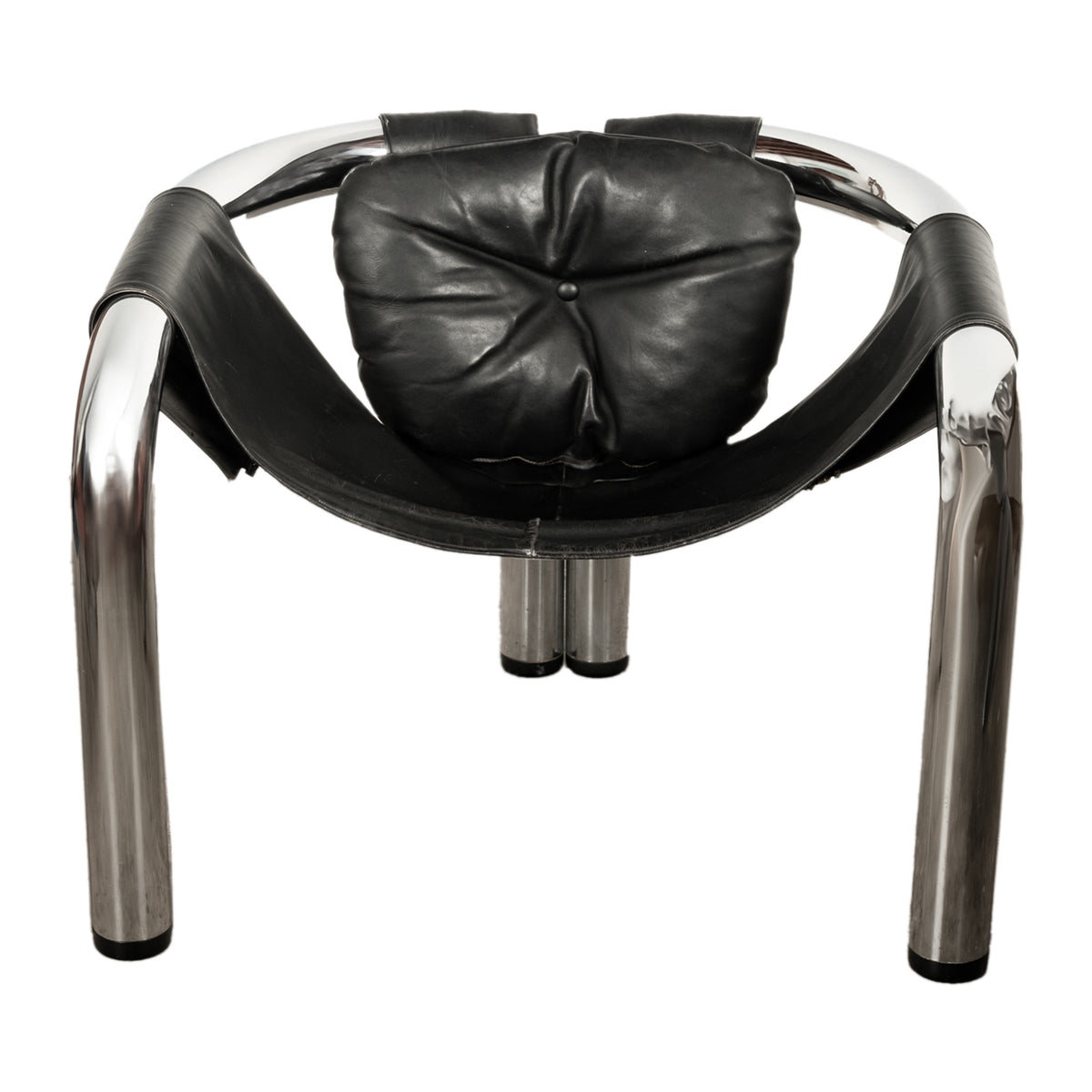 American Mid Century Modern Chrome & leather "Palo Alto" Lounge Chair Byron Botker for Landes California 1970