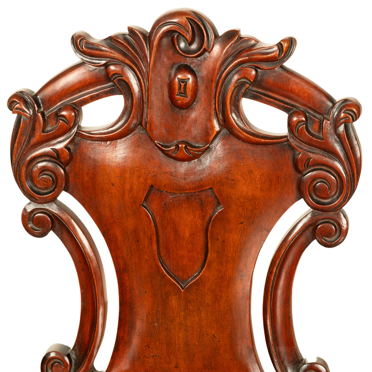 Pair Antique Regency Carved Mahogany Country House Shield Back Hall Chairs 1825