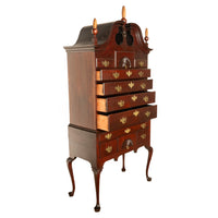 Antique 18thC American Federal Queen Anne Mahogany Bonnet-Top Highboy Salem Massachusetts 1790