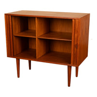 Danish Mid Century Modern Tambor Roll Front Teak Credenza Cabinet Kai Kristiansen Feldballes Møbelfabrik 1960