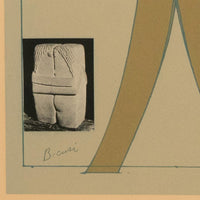 Pop Art Silk Screen Print and Collage "Clothespin Brancusi's Kiss" Philadelphia by Claes Oldenburg, 1972
