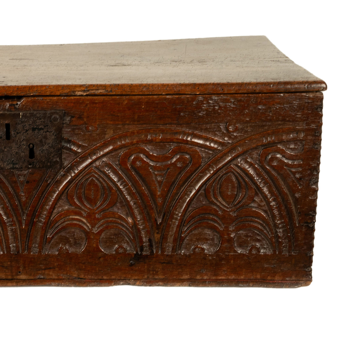 Antique English 17th Century Charles II Carved Oak Bible Document Deed Box 1680