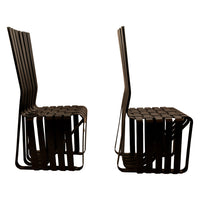 Pair American Modernist "High Sticking" Black Chairs Frank Gehry for Knoll 1992
