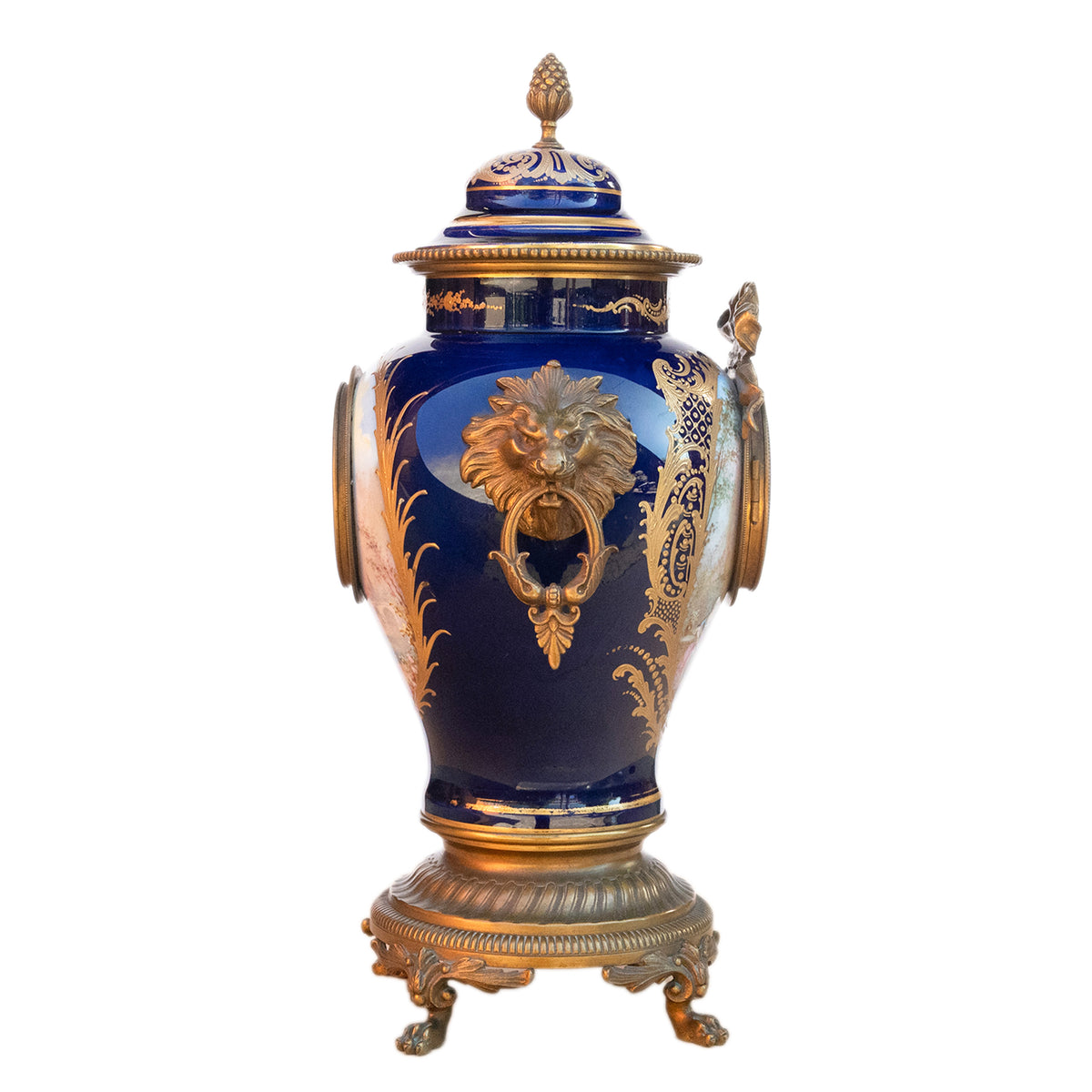 Antique French Sèvres Porcelain G. Poitevin Ormolu Japy Freres 8 Day Clock 1875