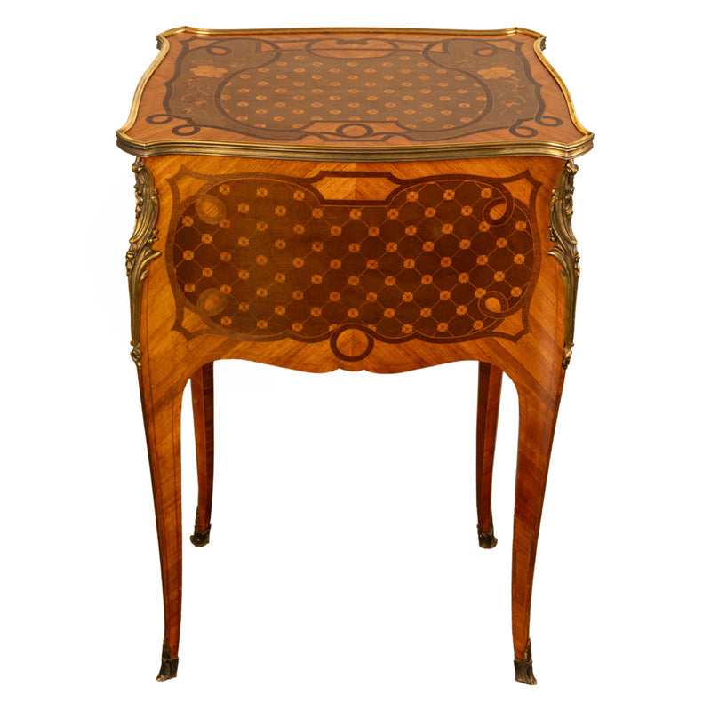 Antique French Marquetry Ormolu Side Table 3 Drawer Cabinet Commode Paul Sormani
