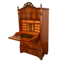 Antique Austrian Mahogany Maple Inlaid Biedermeier Secretary Chest Cabinet 1850