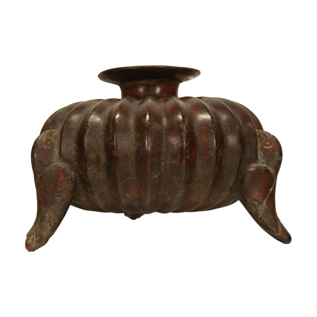 Ancient Pre-Columbian Colima Redware Ceramic Gourd Vessel Circa 100 BC Ex-Museum