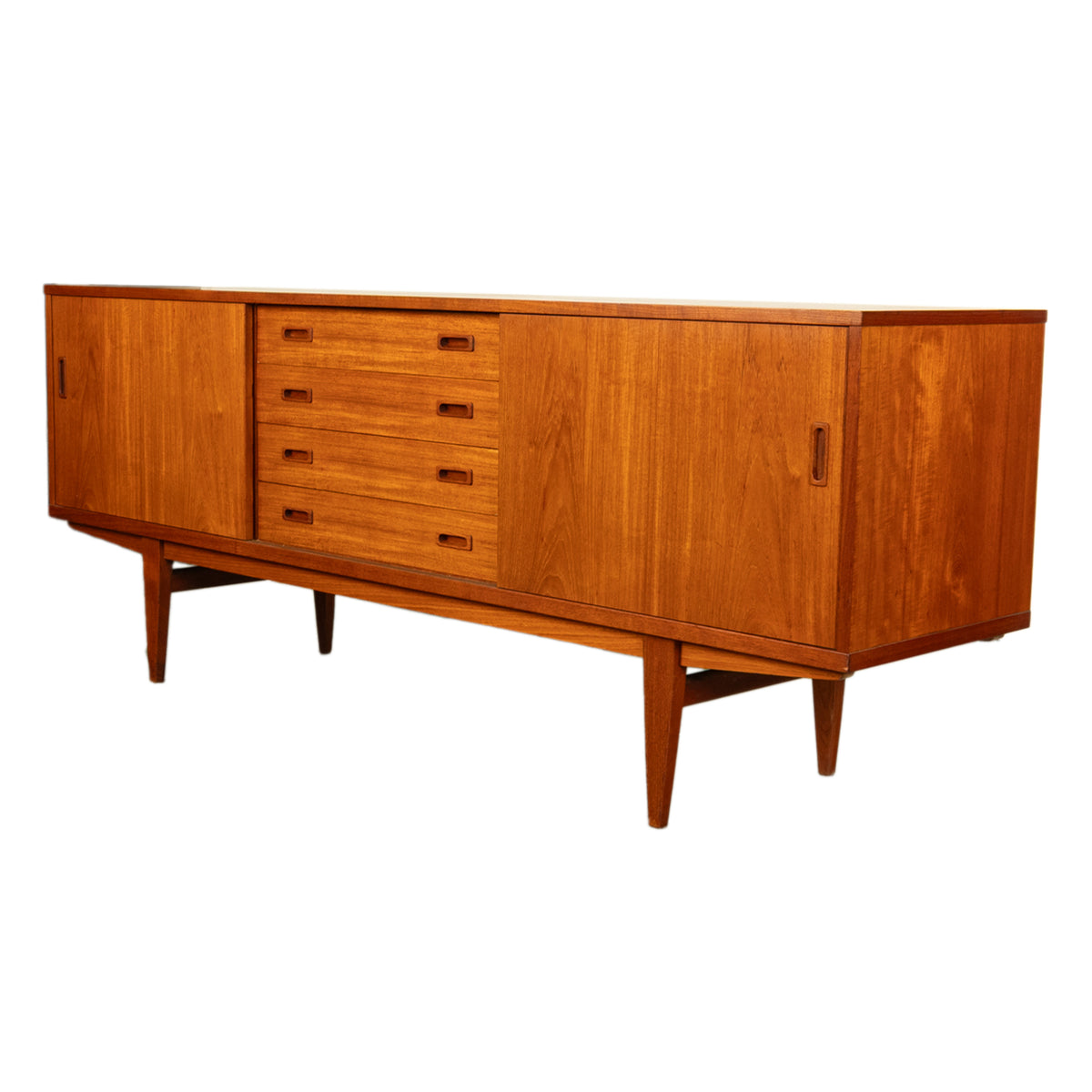 Mid Century Modern Danish Teak Logn John Credenza Sideboard by Lyby Mobler 1960s