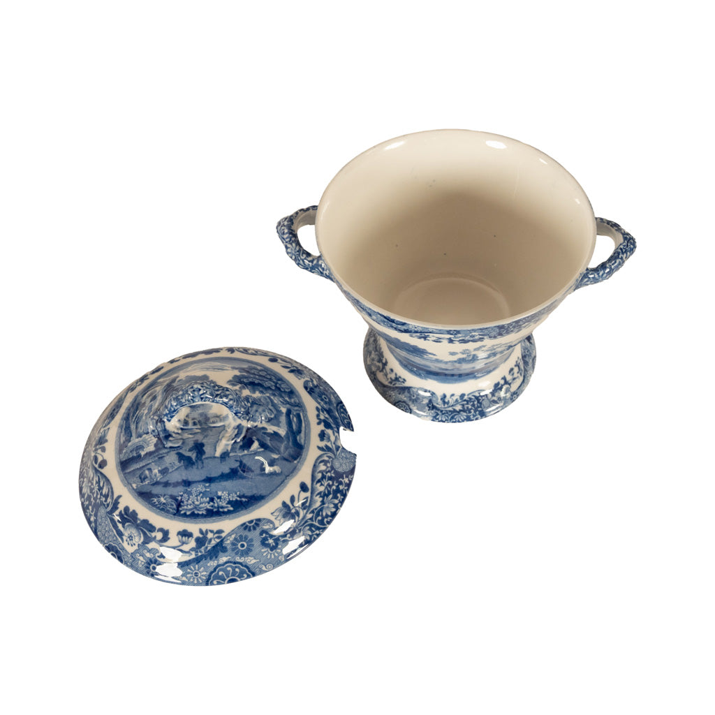 Antique Copeland Spode Blue & White Porcelain "Italian" Pattern Lazy Susan 1890