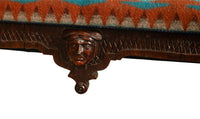 Antique American Renaissance Revival Window Music Bench Seat Pendleton Wool 1870