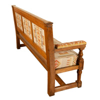 Antique 19th Century French Oak Bench Pew Pendleton Chief Joseph Fabric 1880