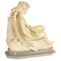 Antique Large Italian Grand Tour Carrara Marble Carved Statue Sculpture "Psyche" by Oreste Ferrari, 1880
