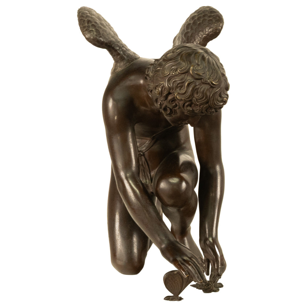Monumental Antique French Bronze Sculpture Statue Cupid & Marble Ormolu Pedestal by Antoine-Denis Chaudet, 1870