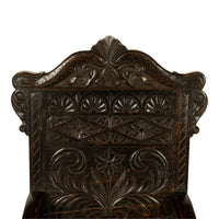 Antique 17th Century English Charles II Oak Carved Wainscot Armchair 1680