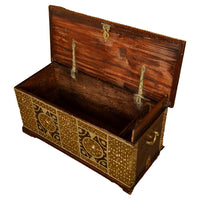 Antique 19thC Zanzibar Omani Teak & Brass Stud & Copper Clad Dowry Chest 1850