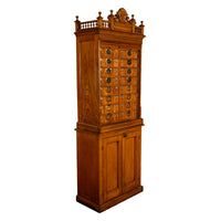 Antique American Carved Oak Victorian Roll Top Letter File Cabinet Amberg Co, 1883
