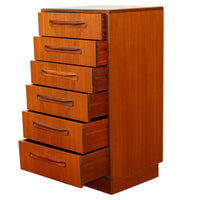 Mid Century Modern Danish G Plan Teak Tall Dresser Chest Six Drawers Fresco 1966
