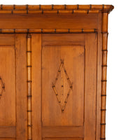 Antique 19th Century French Faux Bamboo Pine Armoire Wardrobe Cupboard 1880