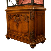 Antique French Louis VVI Carved Oak Iron & Glass Vitrine by Maison Soubrier 1900