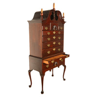 Antique 18thC American Federal Queen Anne Mahogany Bonnet-Top Highboy Salem Massachusetts 1790