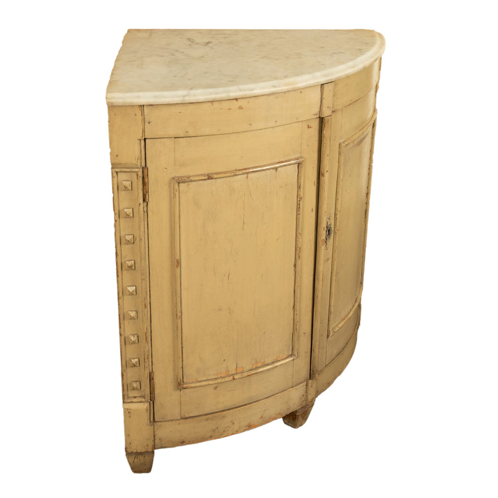 Antique 18thC Swedish Painted Gustavian Marble Top Corner Cupboard Cabinet 1780