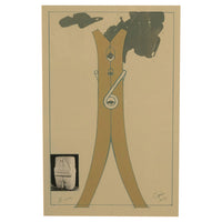 Pop Art Silk Screen Print and Collage "Clothespin Brancusi's Kiss" Philadelphia by Claes Oldenburg, 1972