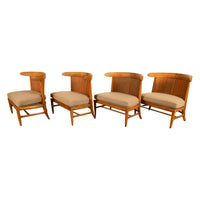 Mid Century Modern 54" Coffee Table Set 4 Slipper Chairs Signed Tomlinson 1959