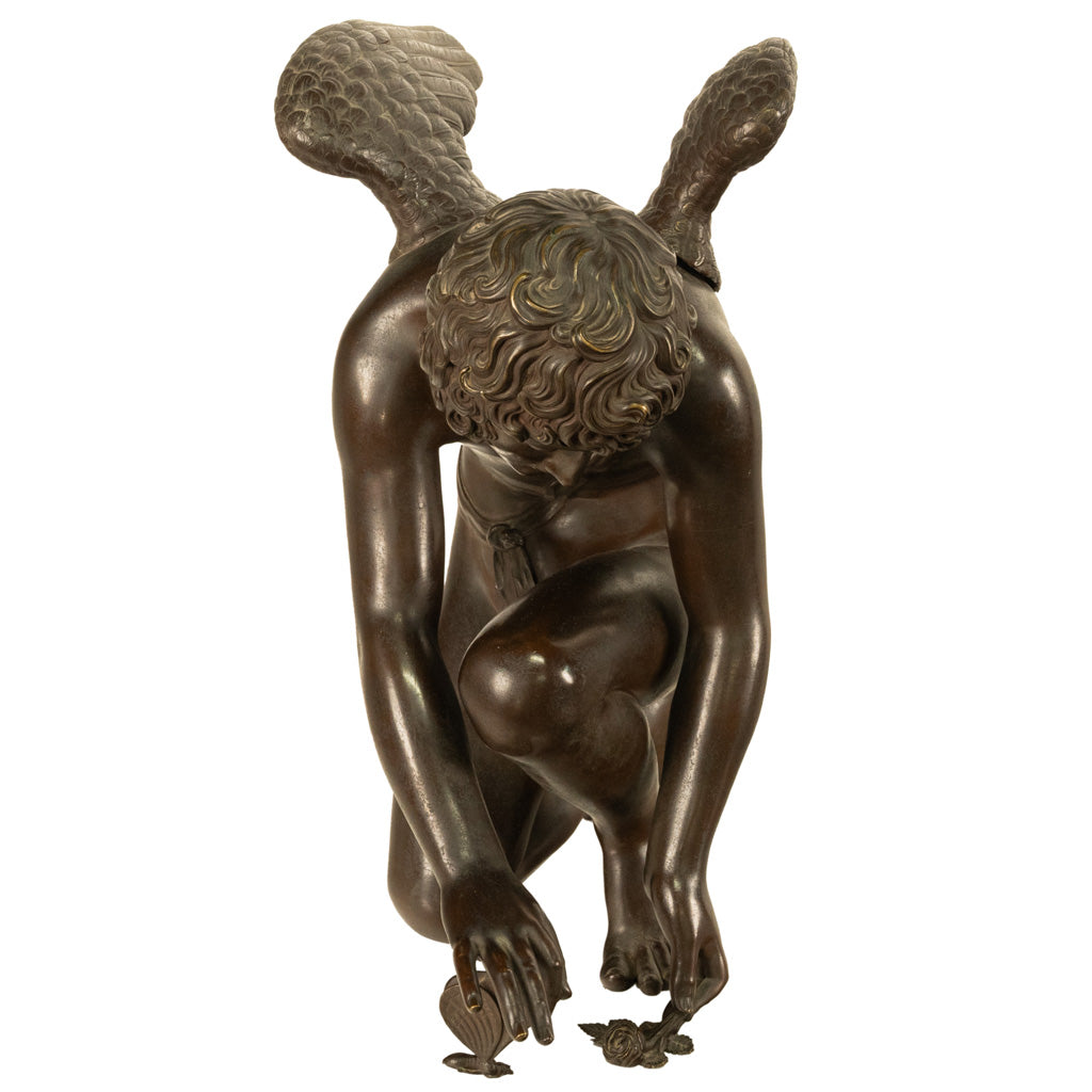 Monumental Antique French Bronze Sculpture Statue Cupid & Marble Ormolu Pedestal by Antoine-Denis Chaudet, 1870