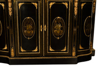 19th Century French Napoleon III Ormolu & Marble Ebonized Cabinet Sideboard 1860