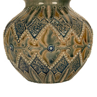 Antique Aesthetic Movement Doulton Lambeth Stoneware Vase Elizabeth Atkins 1883