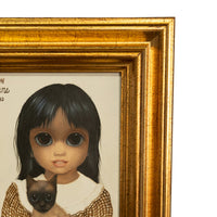Authentic Oil Painting on Panel "Big Eyes" Beautiful Young Girl with Siamese Cat by Margaret Keane, 1980