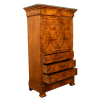 Antique French Louis Philippe Burr Walnut Secrétaire à Abattant Desk Chest 1840