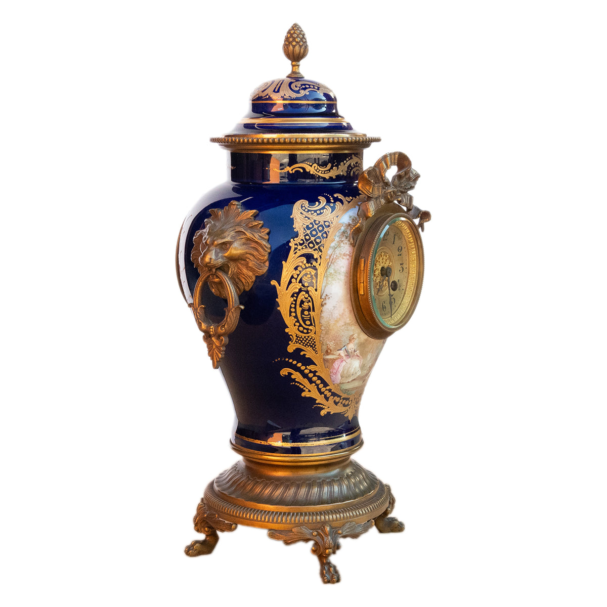 Antique French Sèvres Porcelain G. Poitevin Ormolu Japy Freres 8 Day Clock 1875